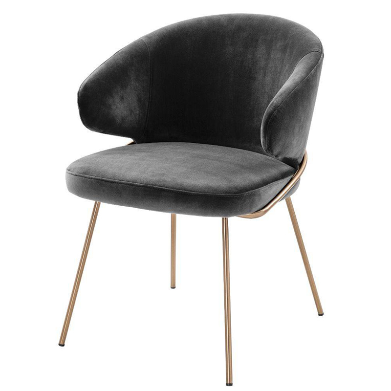 Стул Eichholtz Dining Chair Kinley dark grey Серый Латунь в Екатеринбурге | Loft Concept 