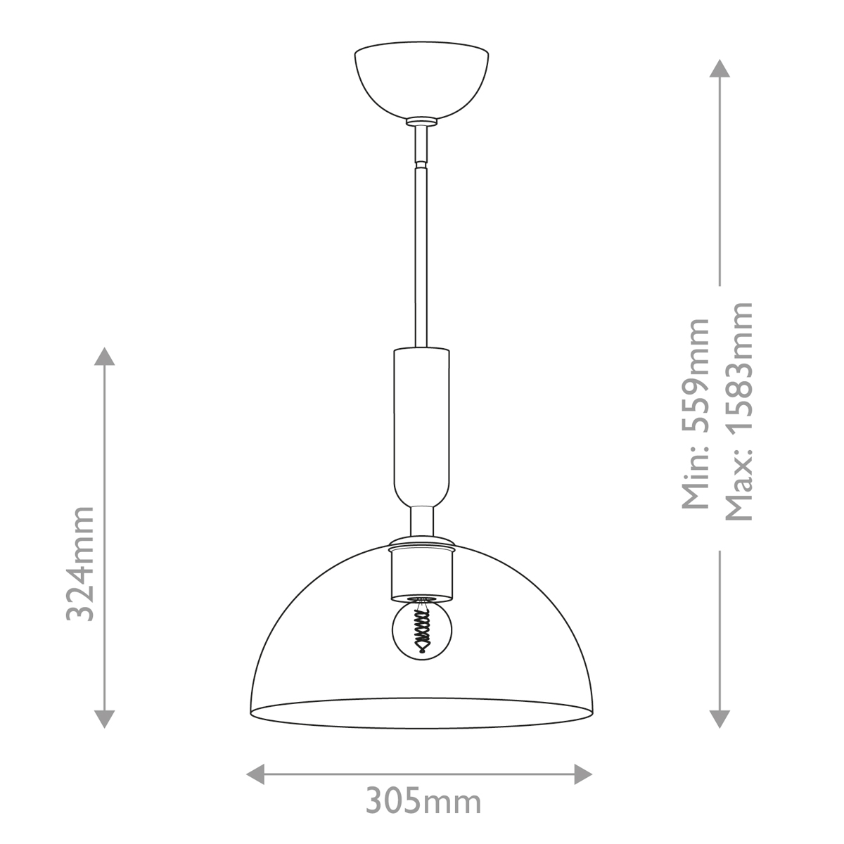 Подвесной светильник с прозрачным полусферическим стеклянным плафоном Alora Mood  в Екатеринбурге