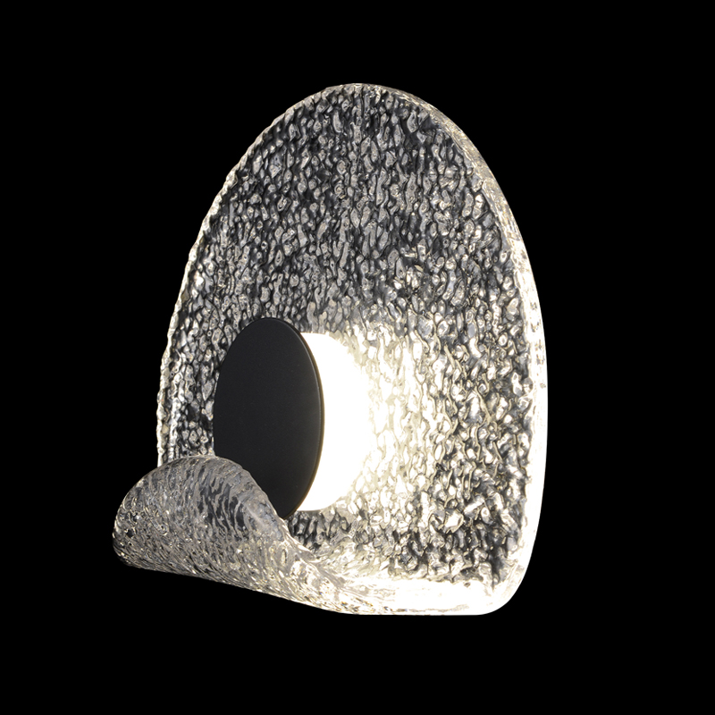 Бра из текстурированного прозрачного стекла с изогнутым краем Textured Glass  Черный Прозрачное Стекло в Екатеринбурге | Loft Concept 