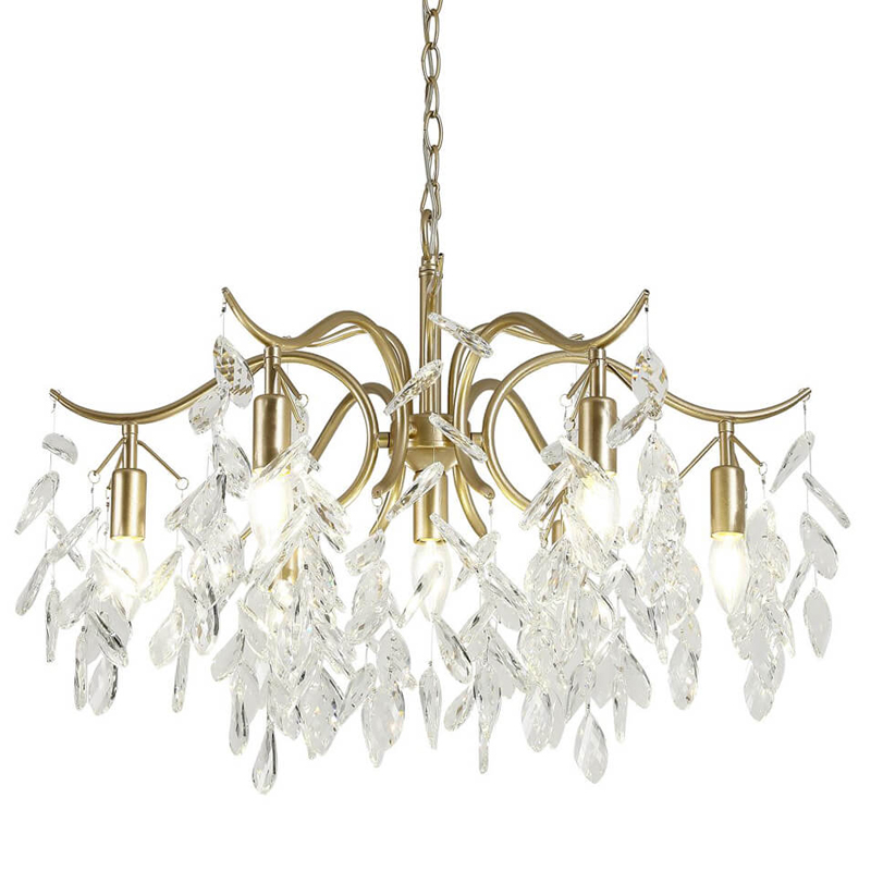 Люстра Hanging Crystal Leaves Chandelier 71 матовое золото Прозрачный (Transparent) в Екатеринбурге | Loft Concept 