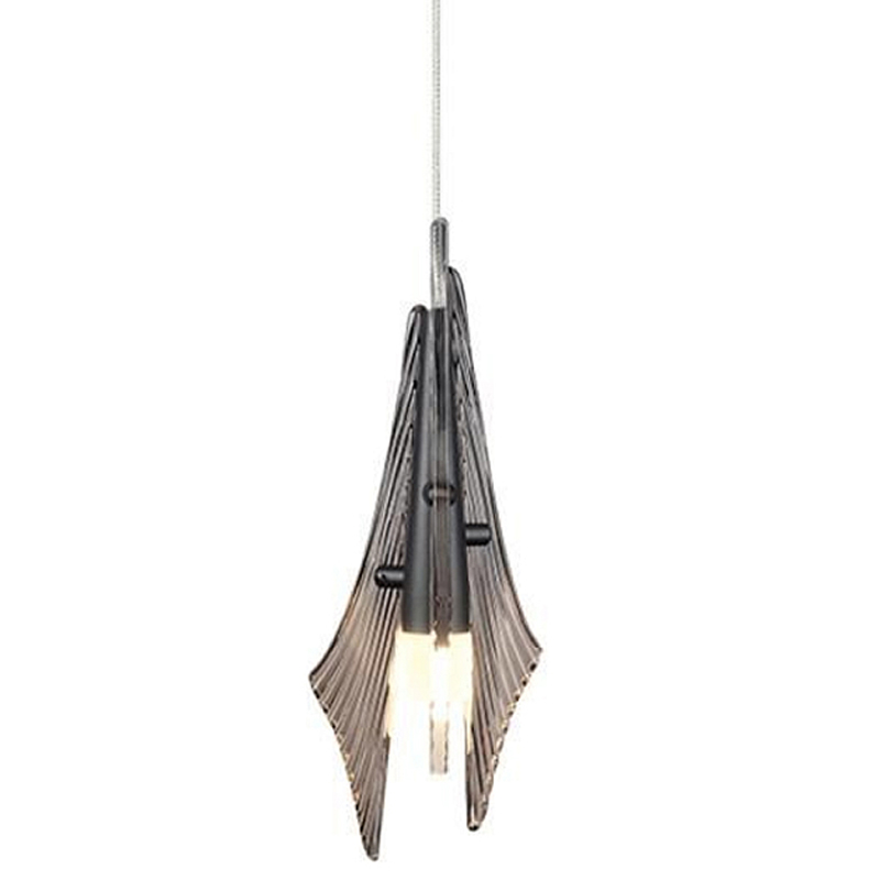 Подвесной светильник с черной металлической основой и рельефным плафоном Glass Pod Черный Белый Дымчатый (Smoke) Прозрачное Стекло в Екатеринбурге | Loft Concept 