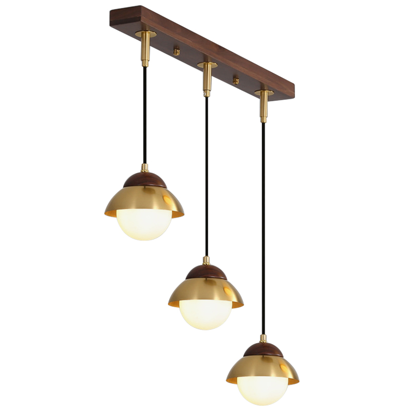 Линейный светильник Roch Linear Pendant Wooden Eco Light Белый Коричневый Латунь в Екатеринбурге | Loft Concept 