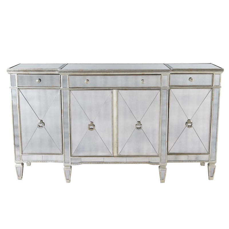 Комод зеркальный Celso Mirrored Chest of drawers 3 ящика и 4 дверцы Зеркало в Екатеринбурге | Loft Concept 