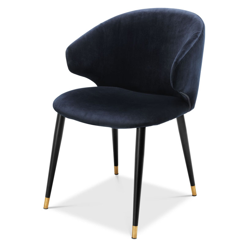 Стул Eichholtz DINING CHAIR VOLANTE blue Темно-синий Черный Золотой в Екатеринбурге | Loft Concept 