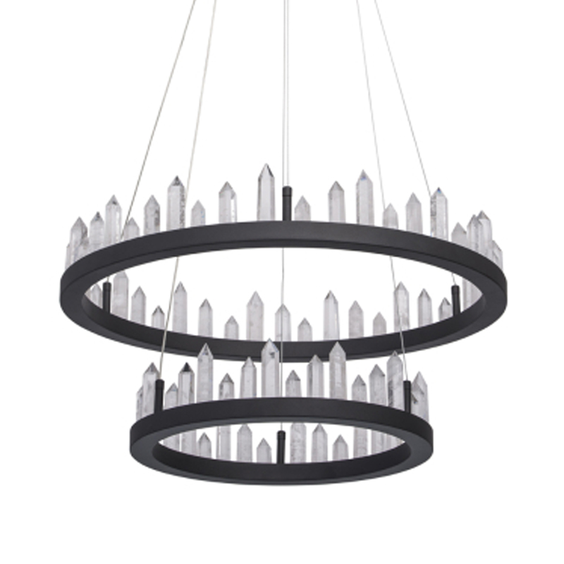 Люстра с двумя кольцами черного цвета с хрустальными элементами QUARTZ CRYSTAL Черный Прозрачный в Екатеринбурге | Loft Concept 