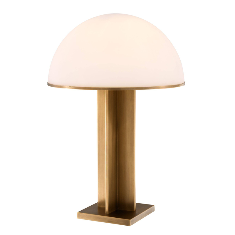 Настольная лампа Eichholtz Table Lamp Berkley Латунь Античная полированная Белое матовое стекло в Екатеринбурге | Loft Concept 