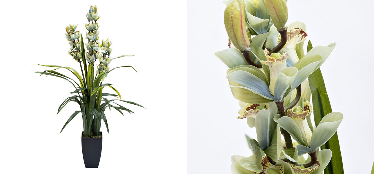 Искусственная орхидея в горшке white - фото