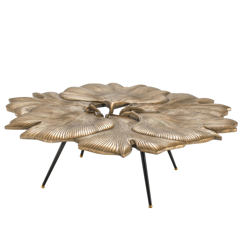 Кофейный стол Eichholtz Coffee Table Ginkgo Латунь Античная полированная Черный в Екатеринбурге | Loft Concept 