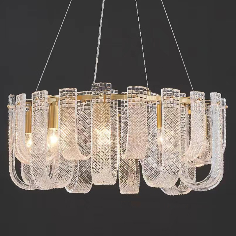 Люстра Prudence Textured Glass Chandelier Золотой Прозрачное Стекло в Екатеринбурге | Loft Concept 