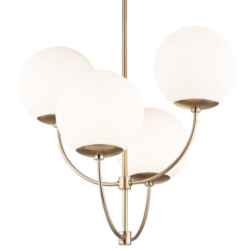 Люстра Breasal White Matte Balls Chandelier Brass Латунь Белое матовое стекло в Екатеринбурге | Loft Concept 