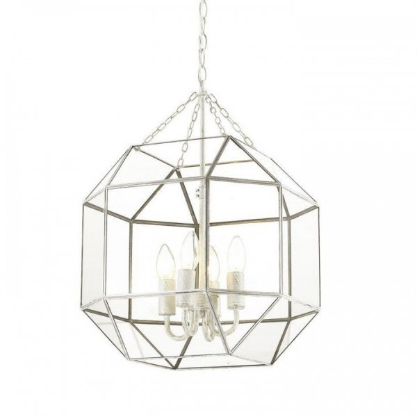 Подвесной светильник Glass & Metal Cage Pendant White 4 Белый в Екатеринбурге | Loft Concept 