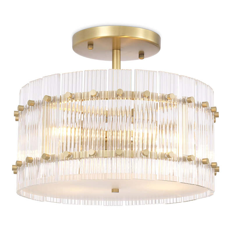 Потолочный светильник Eichholtz Ceiling Lamp Ruby Round Brass Латунь Прозрачное Стекло в Екатеринбурге | Loft Concept 