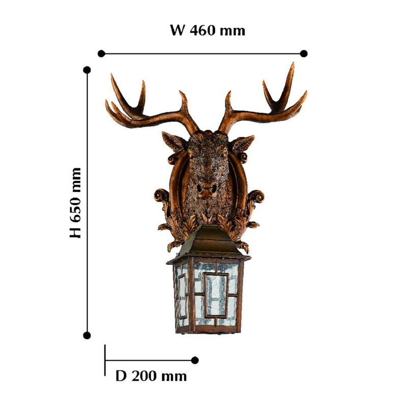 Коричневый уличный светильник с головой лося ANIMAL LANTERN в Екатеринбурге