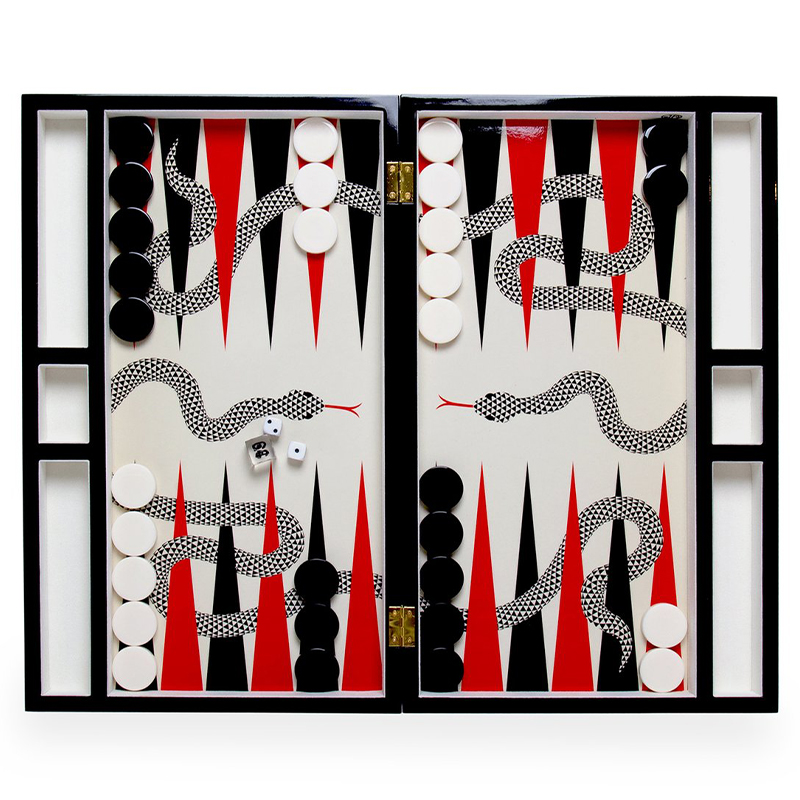 Нарды  EDEN BACKGAMMON SET Jonathan Adler Красный Черный ivory ( слоновая кость ) в Екатеринбурге | Loft Concept 