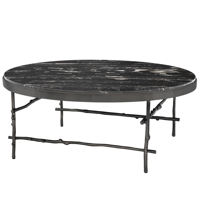 Кофейный стол Eichholtz Coffee Table Tomasso round Черный Мрамор Nero Темная бронза в Екатеринбурге | Loft Concept 