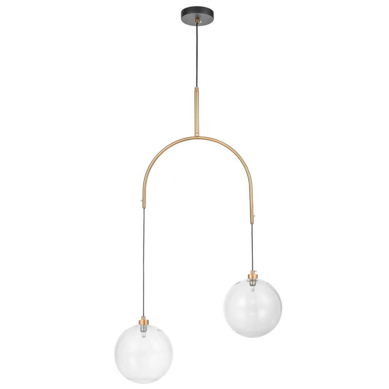 Люстра Two Hanging Ball Chandelier Золотой Прозрачный Черный в Екатеринбурге | Loft Concept 