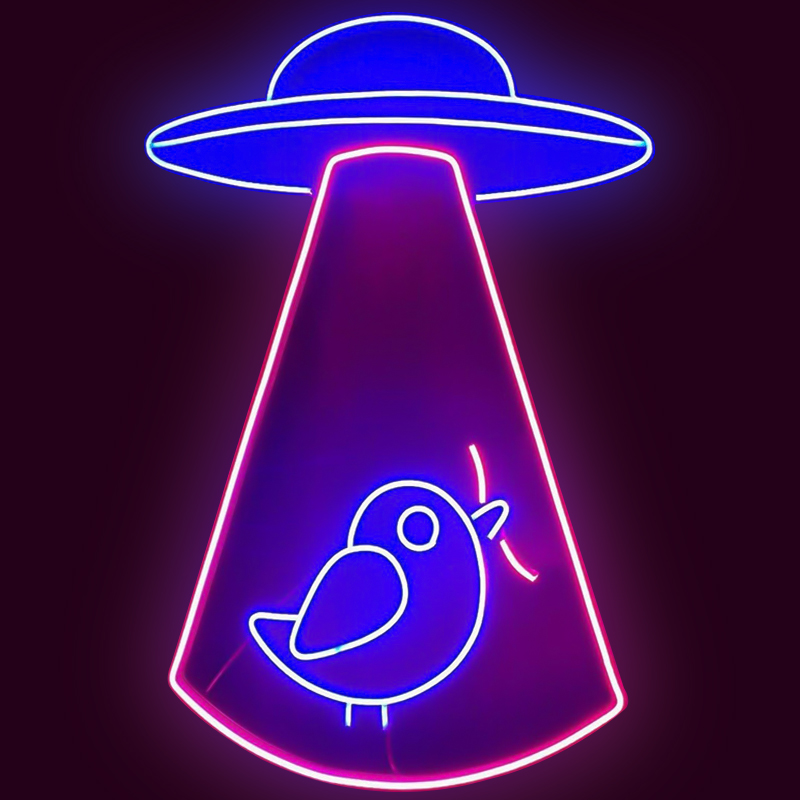 Неоновая настенная лампа UFO and Bird Neon Wall Lamp Синий Лиловый в Екатеринбурге | Loft Concept 