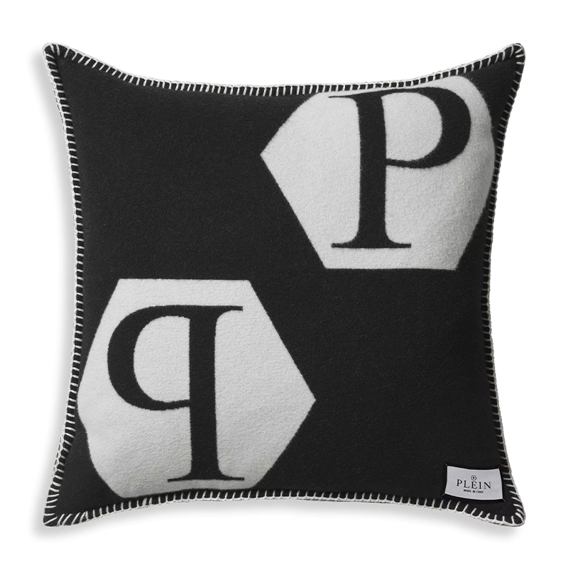 Подушка Philipp Plein Cushion Cashmere Black Черно-белый в Екатеринбурге | Loft Concept 