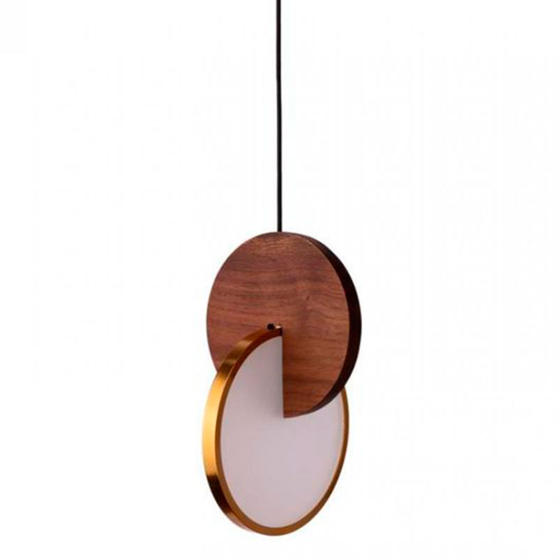 Подвесной светильник Eclipse Pendant Light Wood Золотой Белый Дерево Табак в Екатеринбурге | Loft Concept 