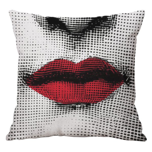 Декоративная подушка Fornasetti lips red Красный (Red) в Екатеринбурге | Loft Concept 