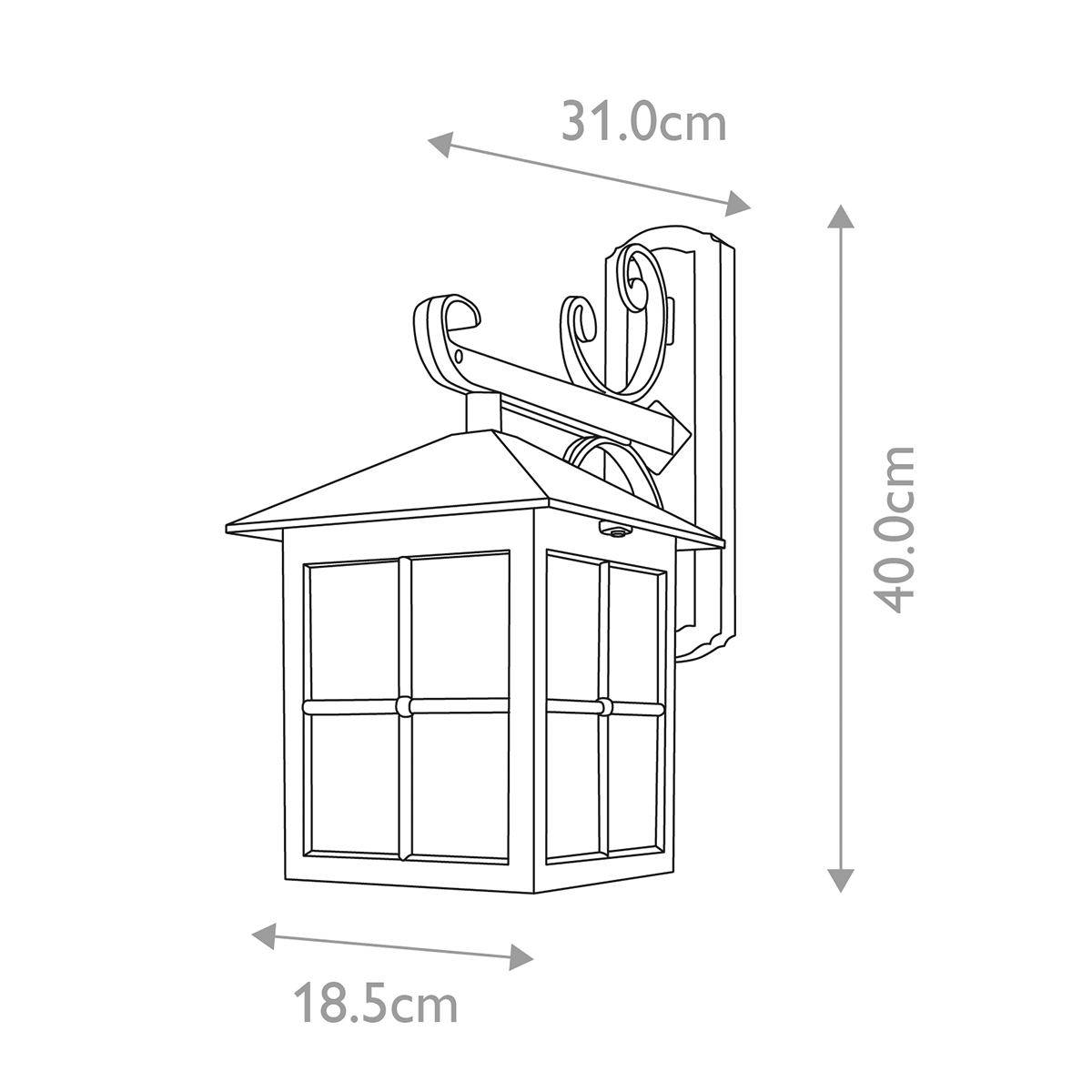 Настенный фонарь черного цвета в форме фонаря с решетчатым плафоном и фактурным стеклом Elstead Lighting в Екатеринбурге