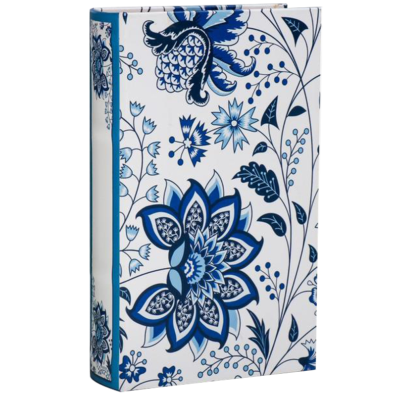 Шкатулка-книга с сейфом Fabulous Flowers Book Box Синий Белый в Екатеринбурге | Loft Concept 