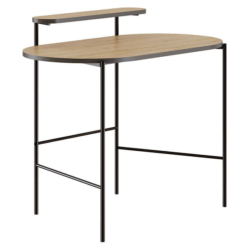 Стол письменный овальной формы с полкой LOUB WORKING TABLE BLACK OAK Древесина Черный в Екатеринбурге | Loft Concept 