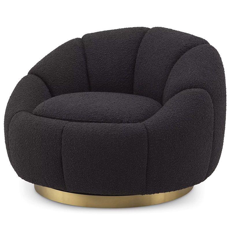 Кресло Eichholtz Swivel Chair Inger Black Черный Латунь в Екатеринбурге | Loft Concept 