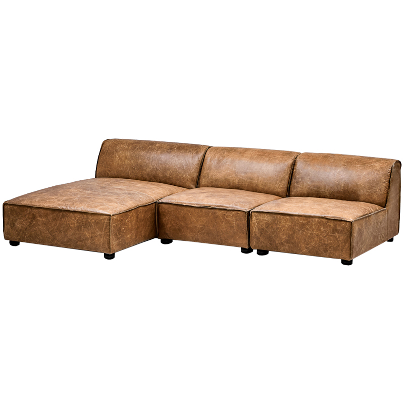 Диван Diehl Leather Sofa Карамель Хром в Екатеринбурге | Loft Concept 