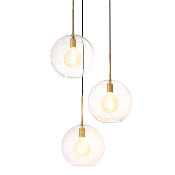 Люстра Chandelier Tango 3 light Латунь Античная полированная Темная бронза Прозрачное Стекло в Екатеринбурге | Loft Concept 