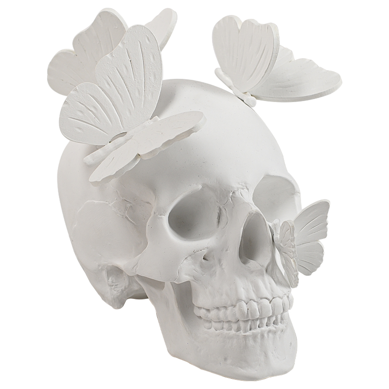 Статуэтка Skull with butterflies white Белый в Екатеринбурге | Loft Concept 