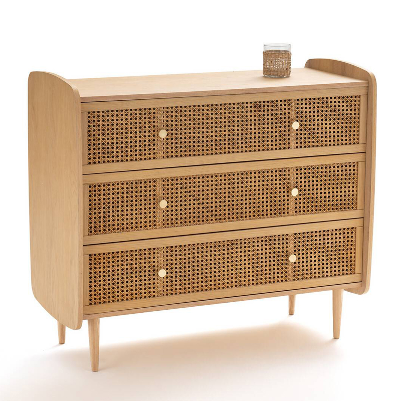 Комод с 3-мя ящиками из плетеного ротанга Aelius Rattan Wicker Chest of drawers Светлый дуб в Екатеринбурге | Loft Concept 