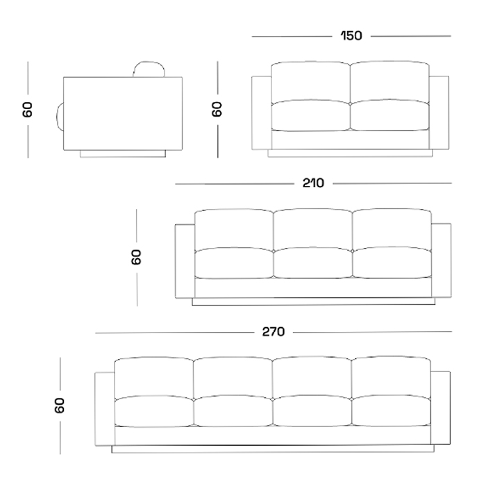 Дизайнерский кожаный диван черный Poltronova Saratoga Sofa в Екатеринбурге