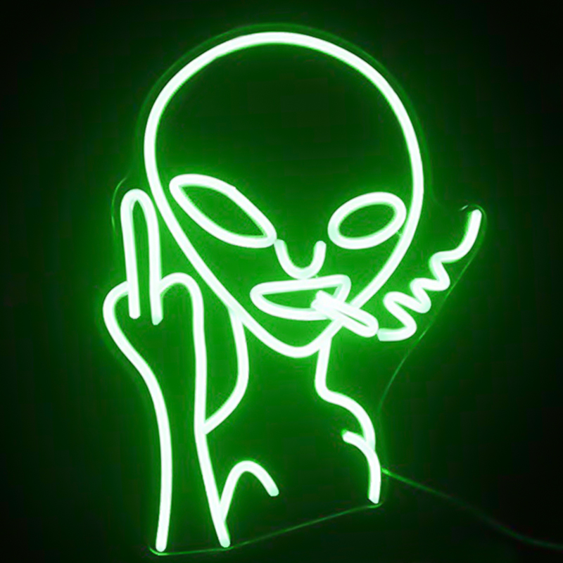 Неоновая настенная лампа Alien Neon Wall Lamp Зеленый Белый в Екатеринбурге | Loft Concept 