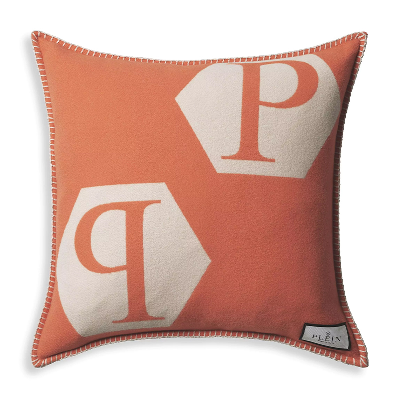 Подушка Philipp Plein Cushion Cashmere Orange Оранжевый Белый в Екатеринбурге | Loft Concept 