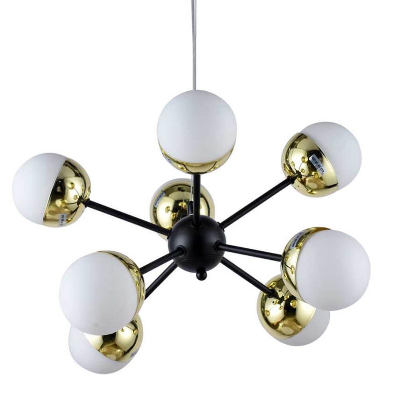 Люстра Sputnik White and Gold Globe Chandelier 8 Черный Золотой Белый в Екатеринбурге | Loft Concept 