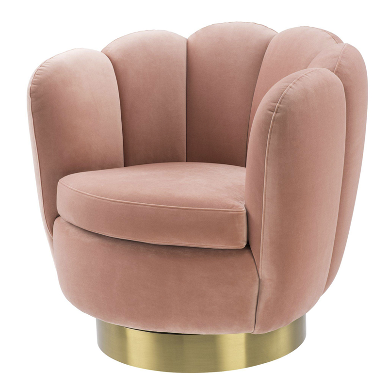 Кресло Eichholtz Swivel Chair Mirage nude Розовый пастельный Матовая латунь в Екатеринбурге | Loft Concept 