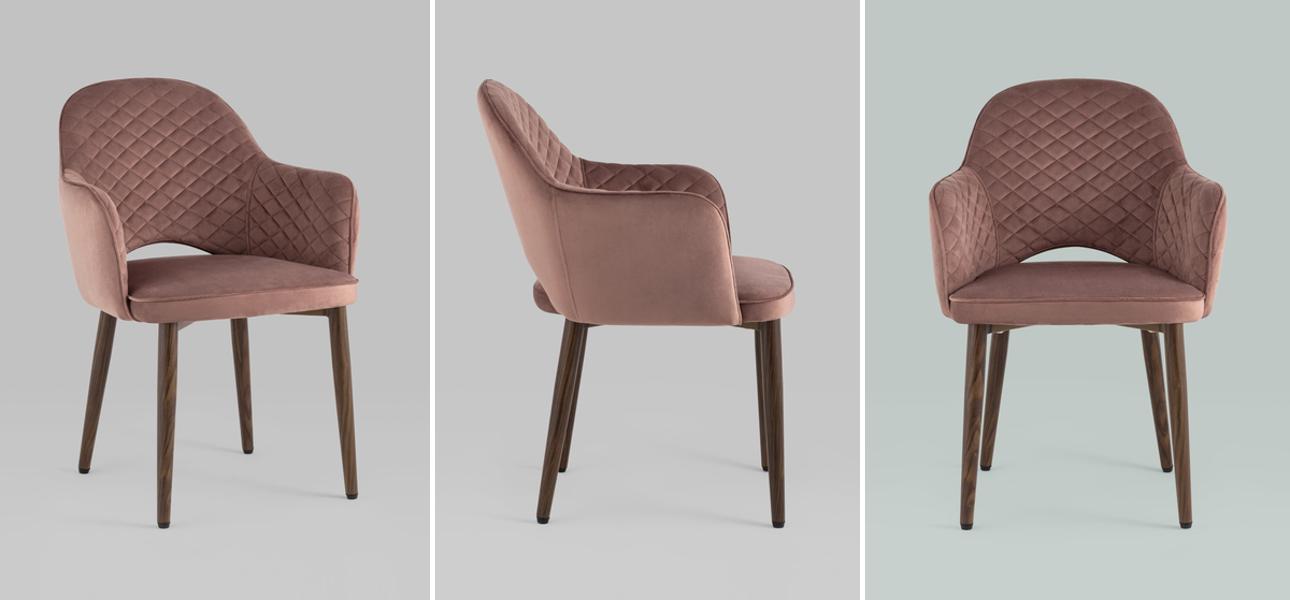 Стул SHARRON ромбы Пыльно-Розовый - фото