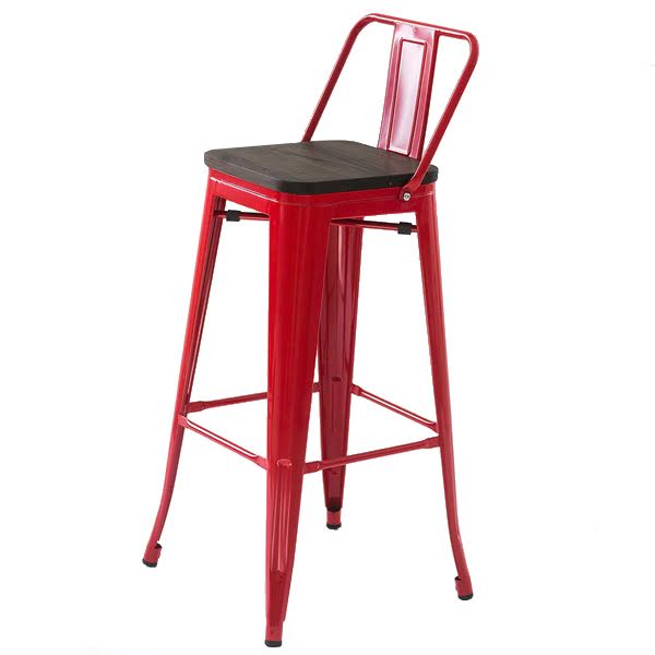 Барный стул Tolix Bar Stool 75 Backed Wood Red Красный Коричневый Барный стул Tolix Bar Stool 75 Backed Wood Red Красный Коричневый в Екатеринбурге | Loft Concept