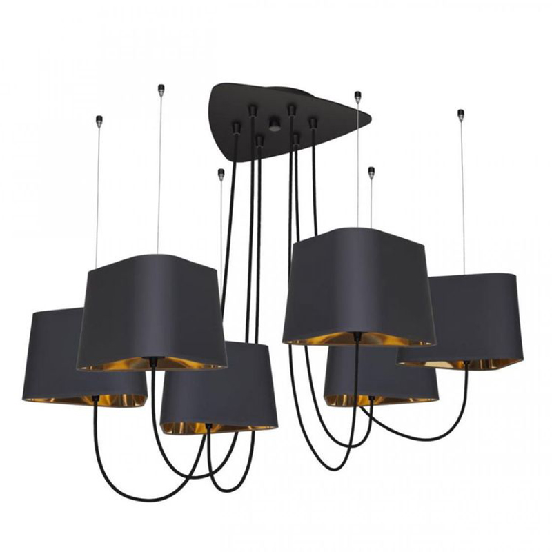 Люстра Designheure Lighting Black 6 плафонов Черный Золотой в Екатеринбурге | Loft Concept 