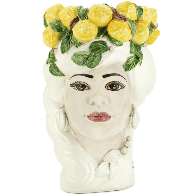 Ваза Vase Lemon Head Lady White Белый Желтый Зеленый в Екатеринбурге | Loft Concept 