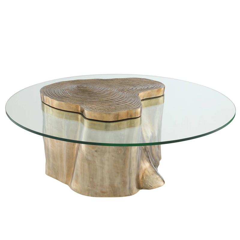 Кофейный стол Eichholtz Coffee Table Urban Латунь Прозрачный в Екатеринбурге | Loft Concept 