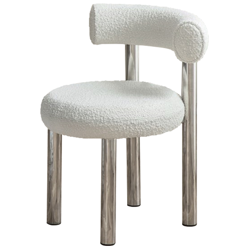 Стул Ellias White Boucle Chair Белый Хром в Екатеринбурге | Loft Concept 