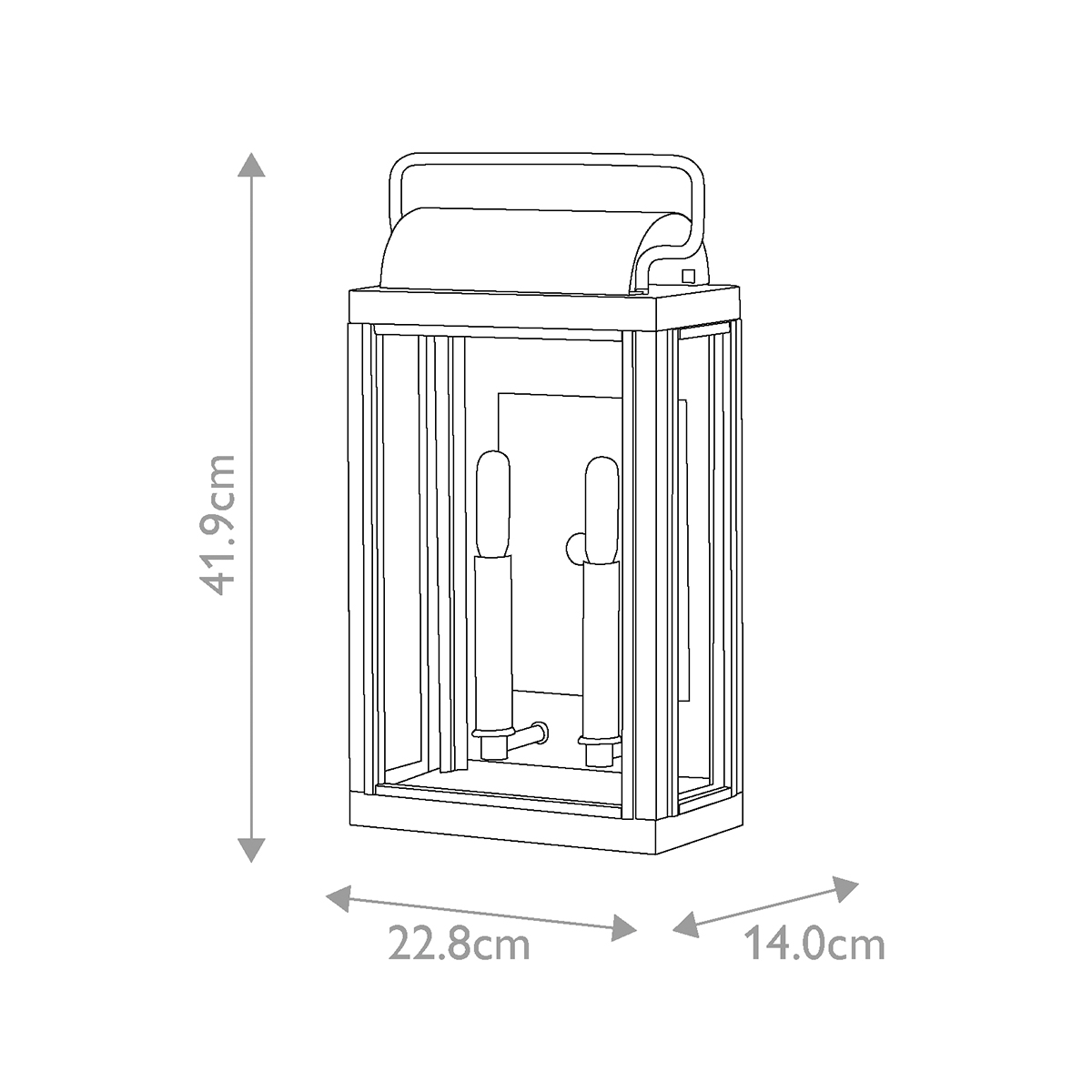 Настенный фонарь прямоугольной формы цвета состаренная латунь с двумя лампами Hinkley в Екатеринбурге
