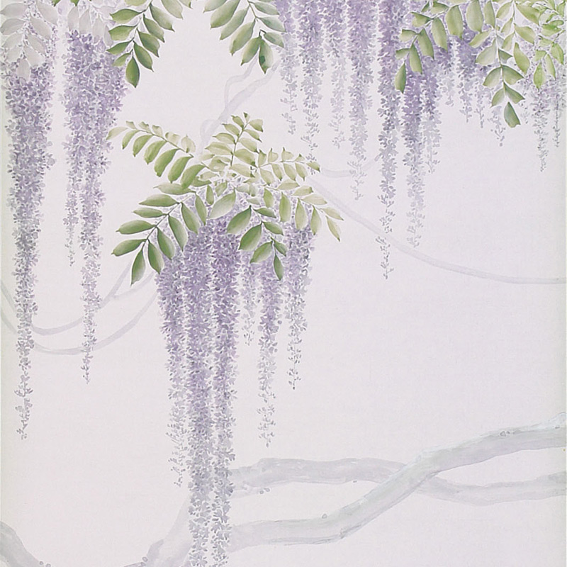 Обои в японском стиле Wisteria Lavender on Lilac Mica metallic Xuan paper  в Екатеринбурге | Loft Concept 