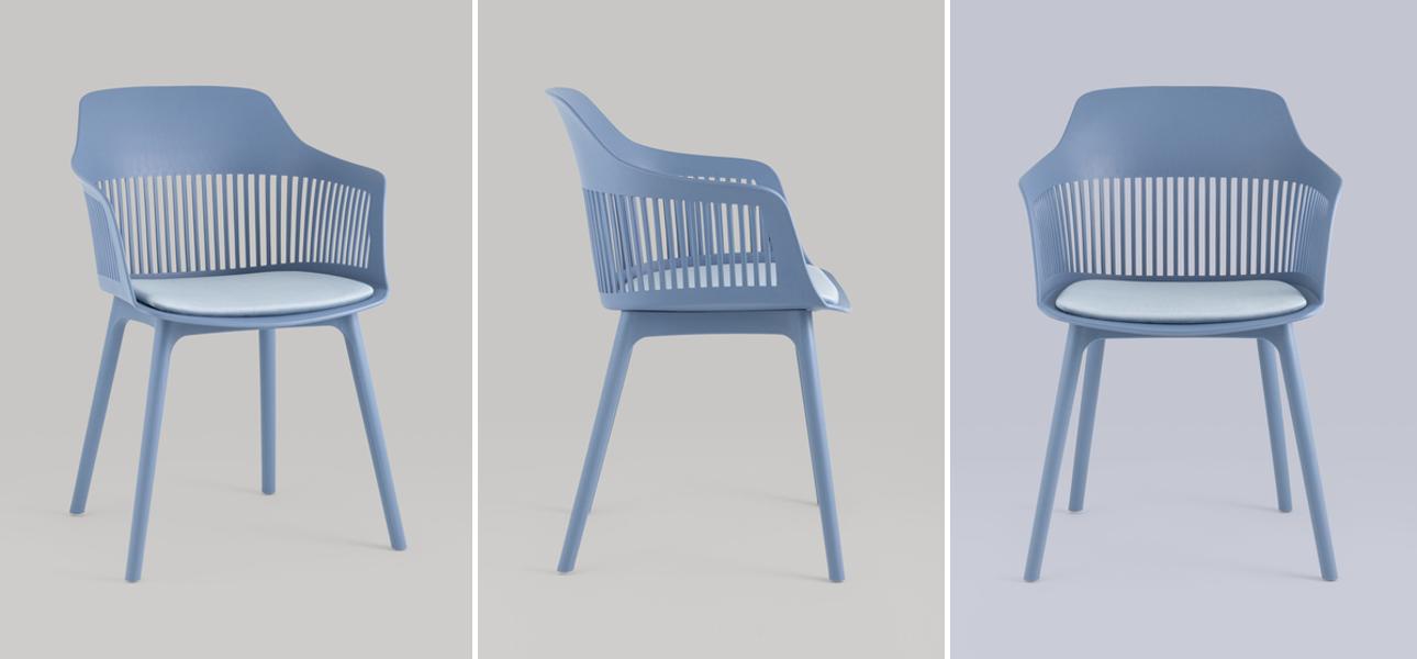 Стул Crocus Chair Голубой цвет Велюровая подушка - фото