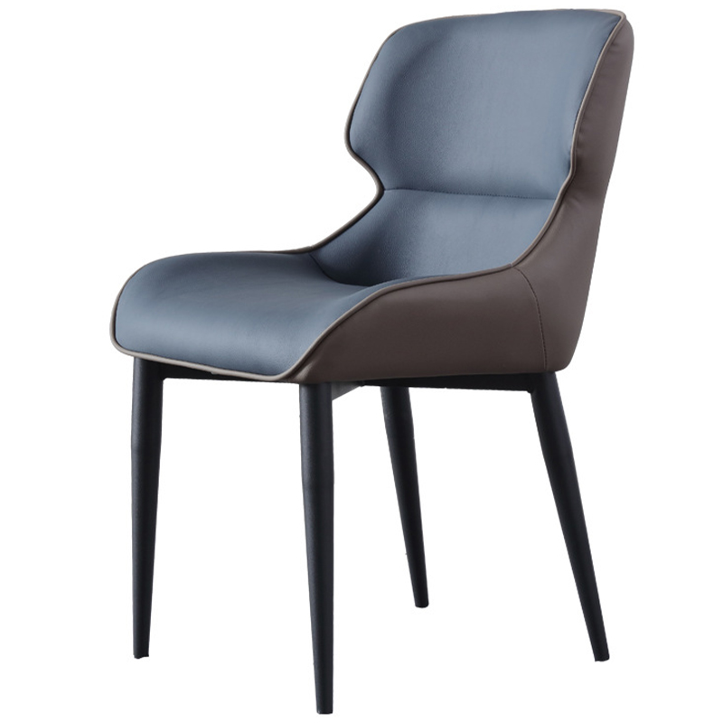 Стул с кожаной двухцветной обивкой Obrien Chair Blue and Grey Синий Серый Черный в Екатеринбурге | Loft Concept 