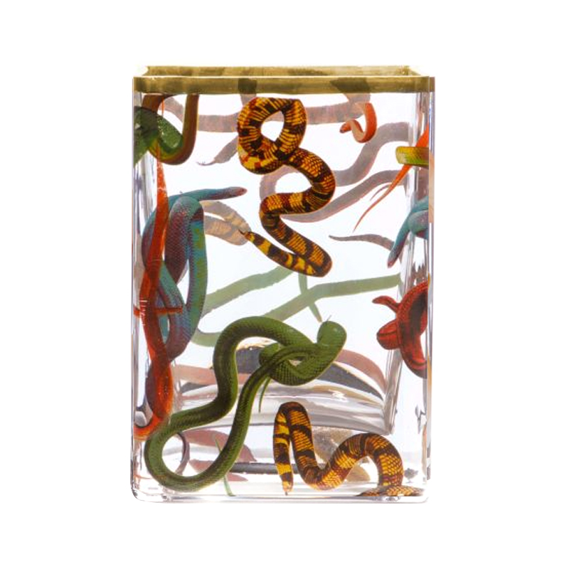 Ваза Glass Vase Snakes Прозрачный Золотой Синий Красный в Екатеринбурге | Loft Concept 