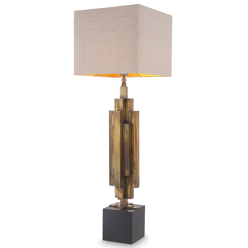 Настольная лампа Eichholtz Table Lamp Ellis Brass Черный Винтажная латунь Бежево-серый в Екатеринбурге | Loft Concept 