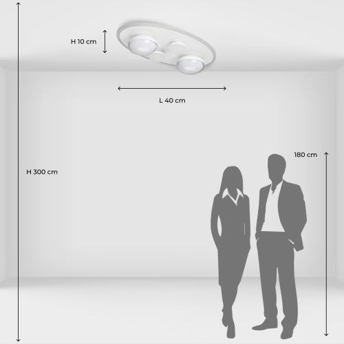 Потолочный светильник овальной формы белого цвета с 4-мя лампами Lunar Pebbles в Екатеринбурге